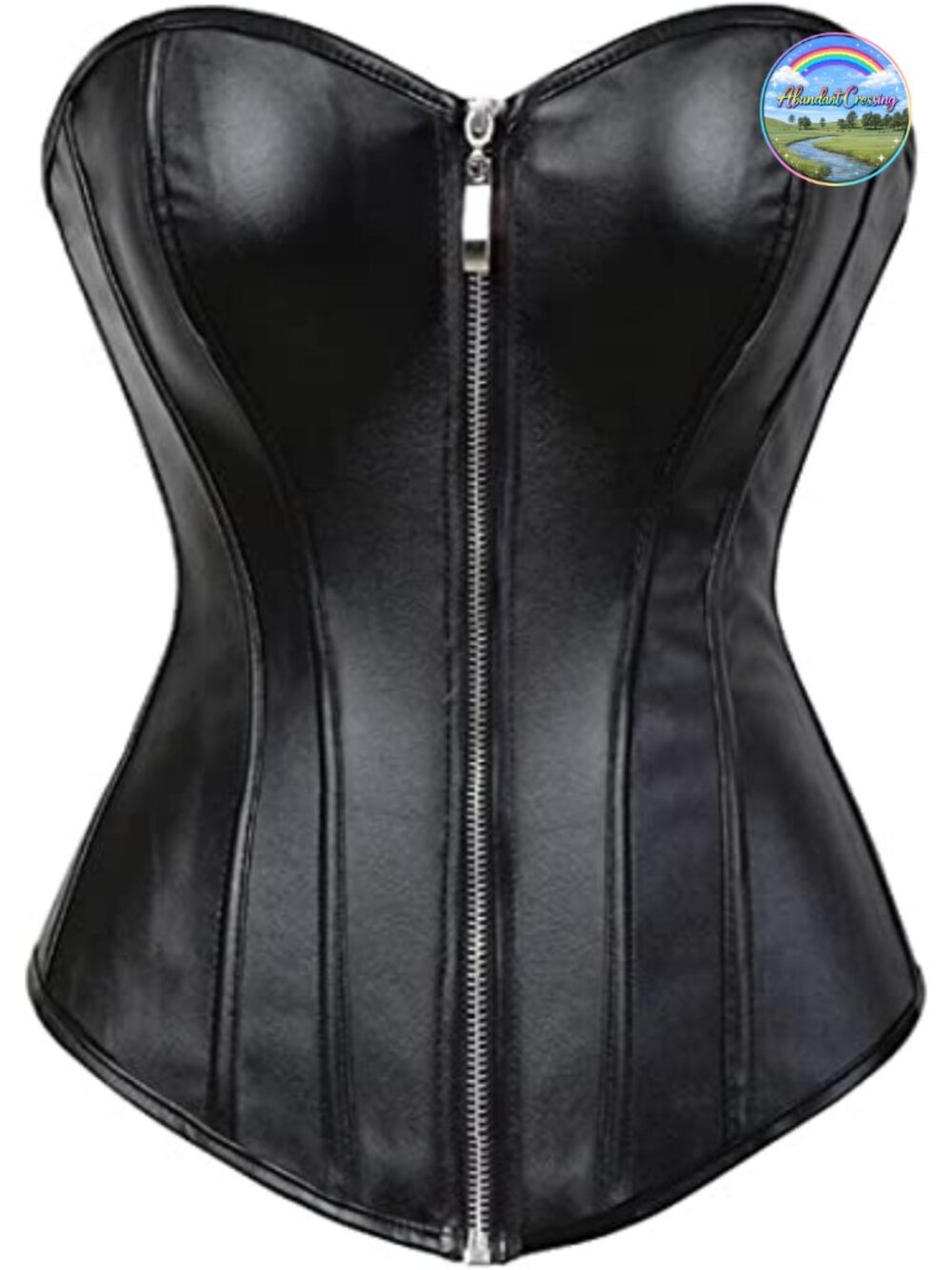 Faux Leather Corset Top Steampunk Zipper Bustier Pirate Costume